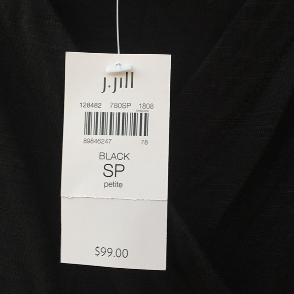 NWT J.Jill Black Surplice Dress Black MIDI 3/4 Sleeves Pullover Jersey Knit PS - Picture 6 of 11